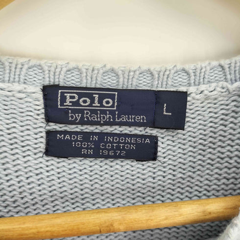 ポロバイラルフローレン Polo by RALPH LAUREN 90S ポニー刺繍 クルーネック リブ編み コットン ニット メンズ import:L