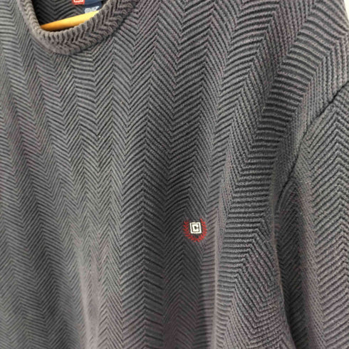 チャップスラルフローレン CHAPS RALPH LAUREN 90S ロゴ刺繍 ヘリンボーン クルーネック コットン ニット メンズ import:XL