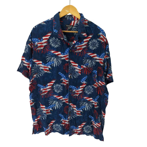 ジョージ GEORGE 星条旗 イーグル オープンカラーシャツ メンズ import:XL