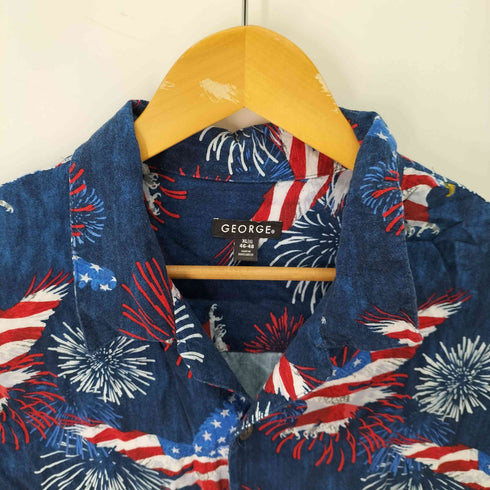 ジョージ GEORGE 星条旗 イーグル オープンカラーシャツ メンズ import:XL