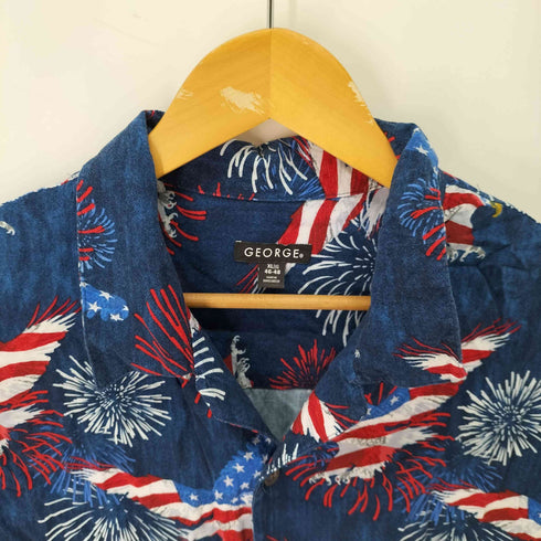 ジョージ GEORGE 星条旗 イーグル オープンカラーシャツ メンズ import:XL
