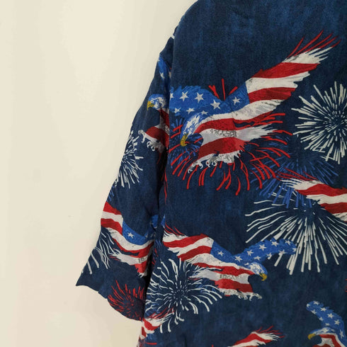 ジョージ GEORGE 星条旗 イーグル オープンカラーシャツ メンズ import:XL