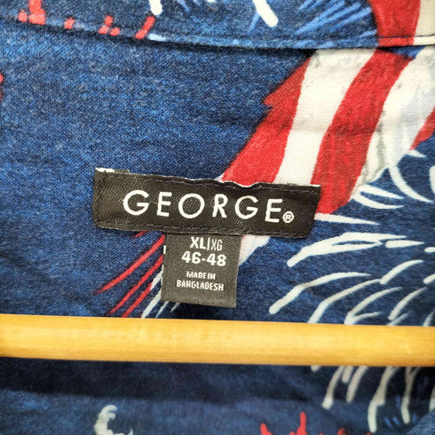 ジョージ GEORGE 星条旗 イーグル オープンカラーシャツ メンズ import:XL