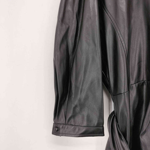 ザラ ZARA ベルト付き フェイクレザーロングワンピース レディース import:L