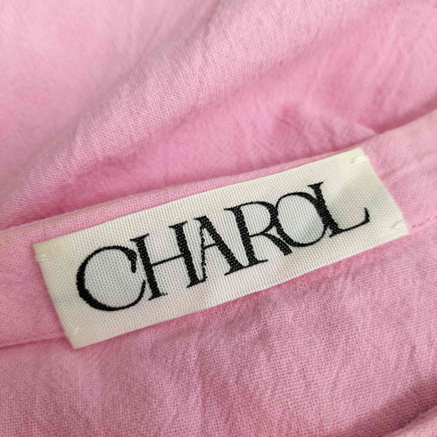 charol バルーンスリーブ バンドカラーシャツ レディース