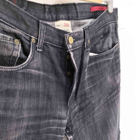 バナナリパブリック BANANA REPUBLIC 00S USA製 5ポケット ボタンフライ ストレート デニムパンツ ブラックデニム メンズ 32