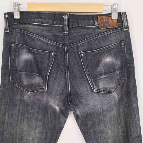 バナナリパブリック BANANA REPUBLIC 00S USA製 5ポケット ボタンフライ ストレート デニムパンツ ブラックデニム メンズ 32