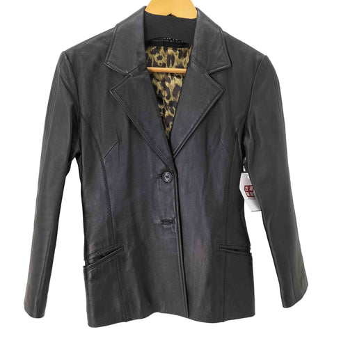 L.D NEWYORK 裏地レオパード柄 レザージャケット レディース