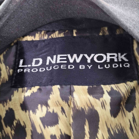 L.D NEWYORK 裏地レオパード柄 レザージャケット レディース