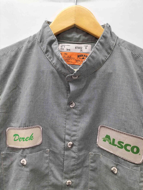 レッドキャップ RED KAP 千鳥格子 ハウンドトゥース 企業ロゴ S/S ワーク シャツ メンズ 2XL