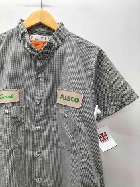 レッドキャップ RED KAP 千鳥格子 ハウンドトゥース 企業ロゴ S/S ワーク シャツ メンズ 2XL