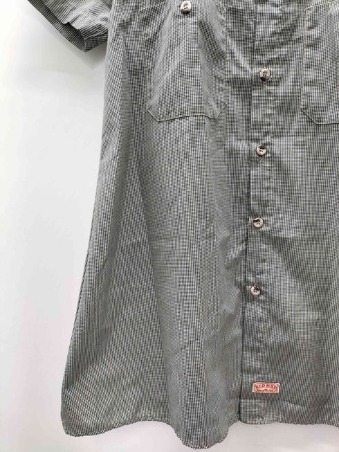 レッドキャップ RED KAP 千鳥格子 ハウンドトゥース 企業ロゴ S/S ワーク シャツ メンズ 2XL
