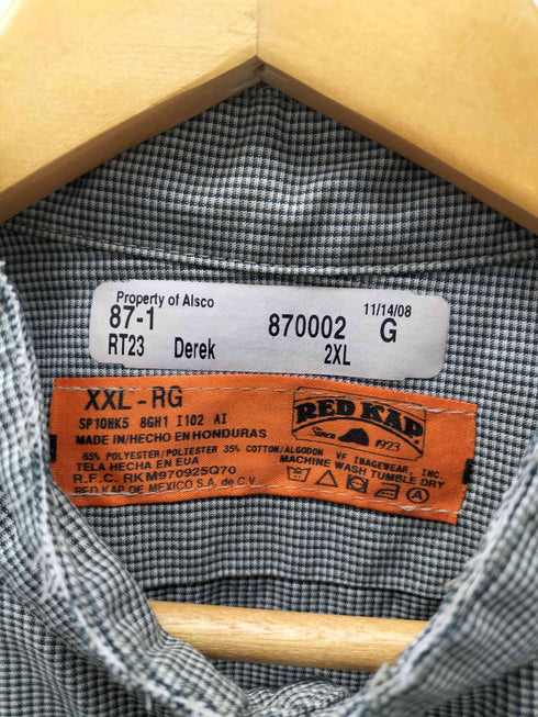 レッドキャップ RED KAP 千鳥格子 ハウンドトゥース 企業ロゴ S/S ワーク シャツ メンズ 2XL