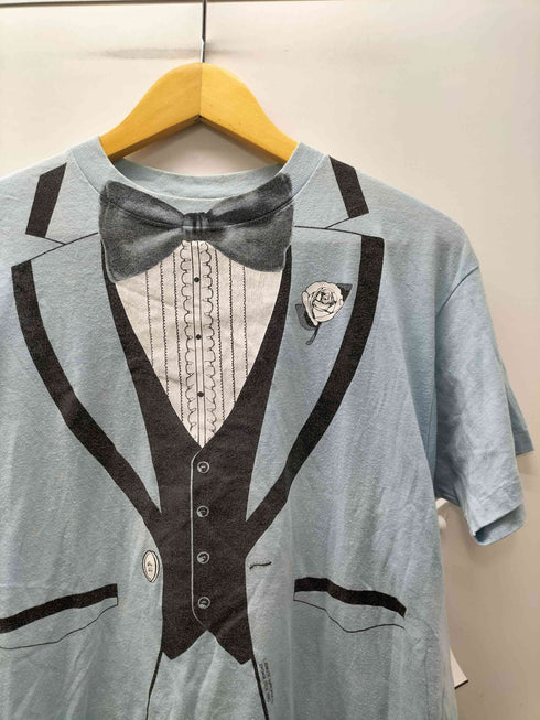 ヘインズ Hanes 90S USA製 企業ロゴ だまし絵 タキシード 両面プリント S/S クルーネック Tシャツ 棉ポリ メンズ import:L