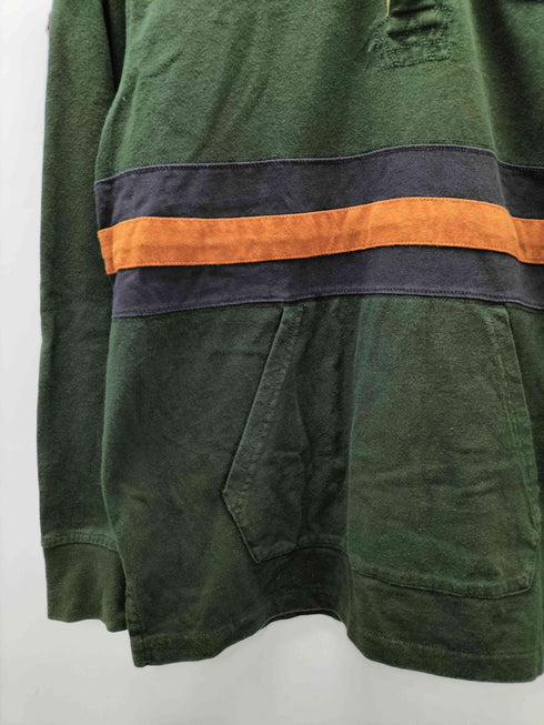 ポロバイラルフローレン Polo by RALPH LAUREN 90S パッチ刺繍 ボーダー ポケット付き L/S ラガーシャツ フーディー パーカー レディース import:L