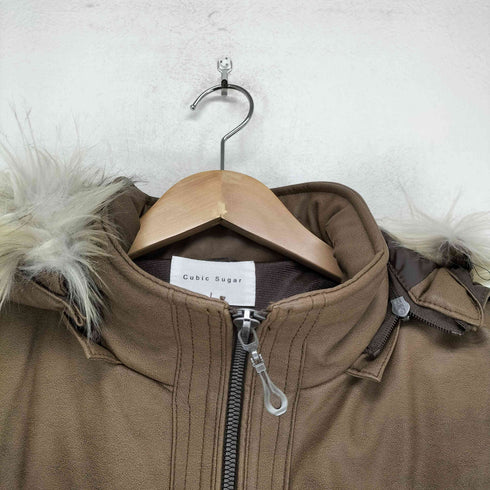 cubic sugar Y2K フーデッドファー フェイクレザージャケット メンズ JPN:L