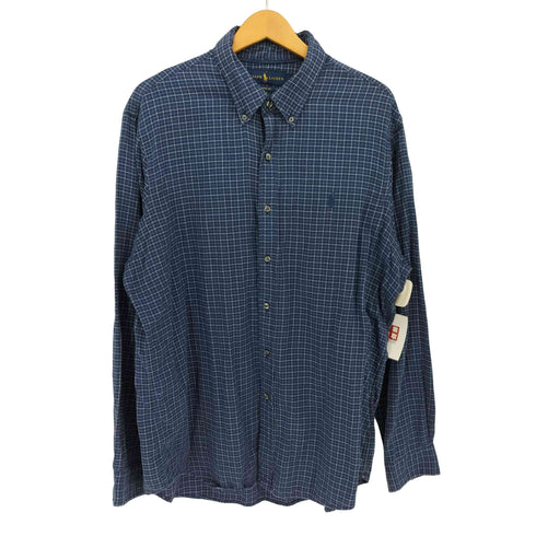 ラルフローレン RALPH LAUREN CLASSIC FIT 同色ポニー刺繍 ボタンダウン チェックシャツ メンズ import:XL