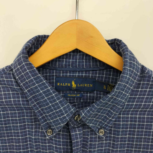 ラルフローレン RALPH LAUREN CLASSIC FIT 同色ポニー刺繍 ボタンダウン チェックシャツ メンズ import:XL