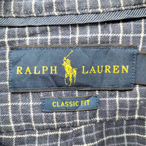 ラルフローレン RALPH LAUREN CLASSIC FIT 同色ポニー刺繍 ボタンダウン チェックシャツ メンズ import:XL