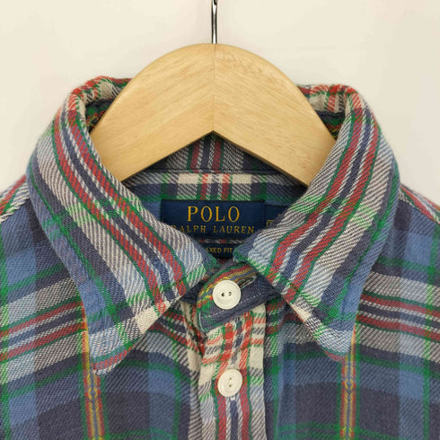 ポロラルフローレン POLO RALPH LAUREN RELAXED FIT コットン チェックシャツ ダブルフェイス ネルシャツ 猫目ボタン メンズ import:S