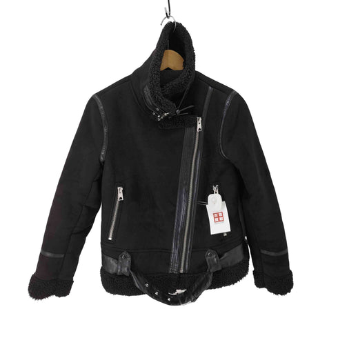 ザラ ZARA フェイクムートン ボア ダブルライダース ジャケット レディース JPN:S