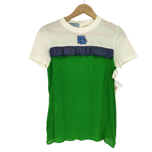 プラダ PRADA フリル切替 半袖シャツ レディース import:XS
