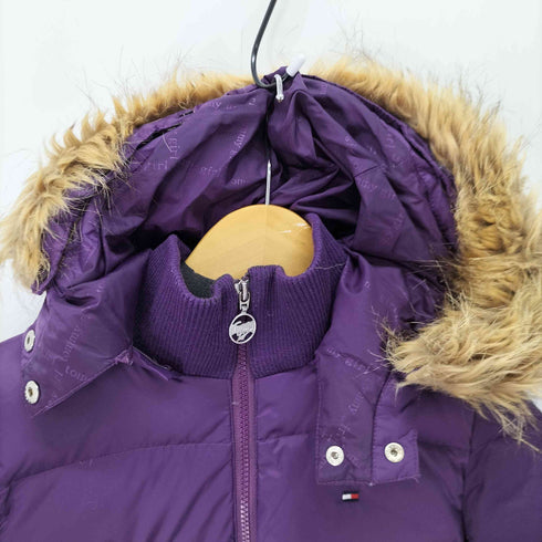 トミー TOMMY girl 刺繍ロゴ フードファー ダウンジャケット レディース M