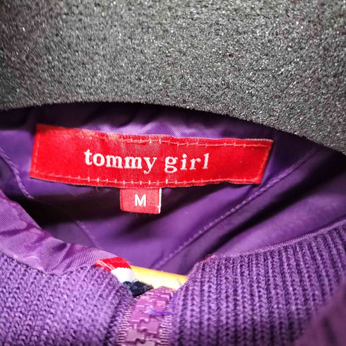 トミー TOMMY girl 刺繍ロゴ フードファー ダウンジャケット レディース M