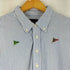 ラルフローレン RALPH LAUREN KNIT OXFORD 総柄ランダム刺繍ストライプ S/S BDポロシャツ メンズ import:XL