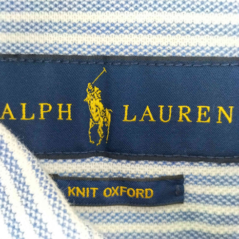 ラルフローレン RALPH LAUREN KNIT OXFORD 総柄ランダム刺繍ストライプ S/S BDポロシャツ メンズ import:XL