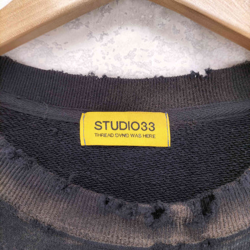 STUDIO33 フロントキリストプリントダメージ加工クルーネックスウェット street メンズ