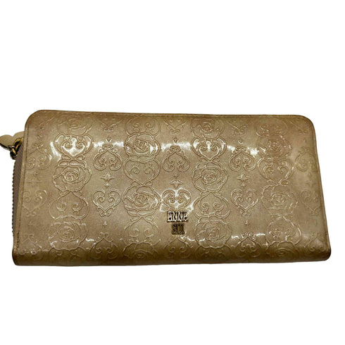 アナスイ ANNA SUI ハート エンボス加工 ロング ウォレット 総柄 バタフライ チャーム付き レディース
