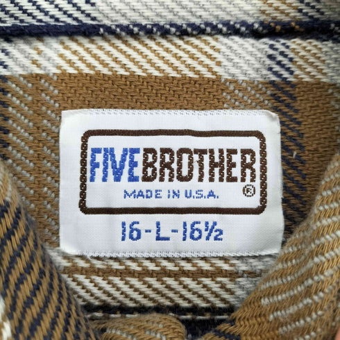 ファイブブラザー FIVE BROTHER 80s- USA製 四角タグ ネルシャツ メンズ L