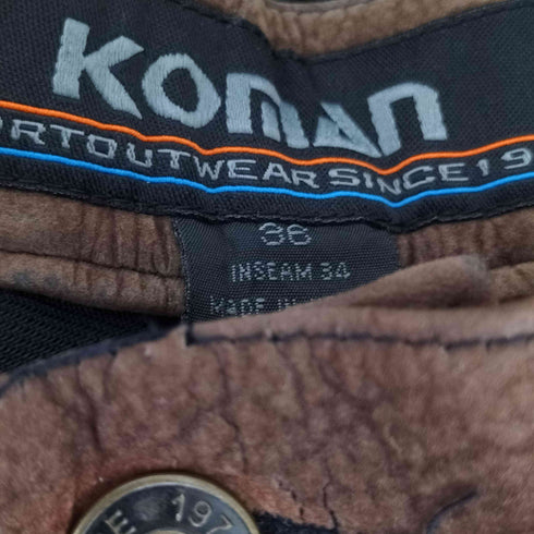 90S KOMAN フェイクレザー ワイド ベロアパンツ メンズ 36