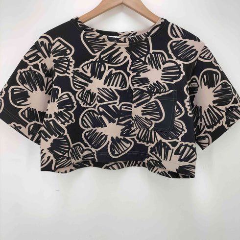 マックスマーラ MAX MARA 白タグ 総柄 クロップド フラワーペイント ジャージートップス レディース JPN:M
