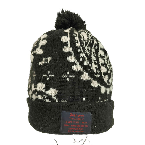 ゼファレン ZEPHYREN 総柄ボンボンニット帽 メンズ