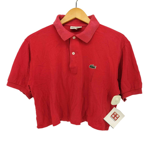 シュミーズラコステ CHEMISE LACOSTE 90s 文字ワニ クロップド 鹿の子 ポロシャツ レディース US:4