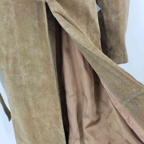 マンゴー MNG スエードレザー ファー ベルテッド チェスターコート レディース