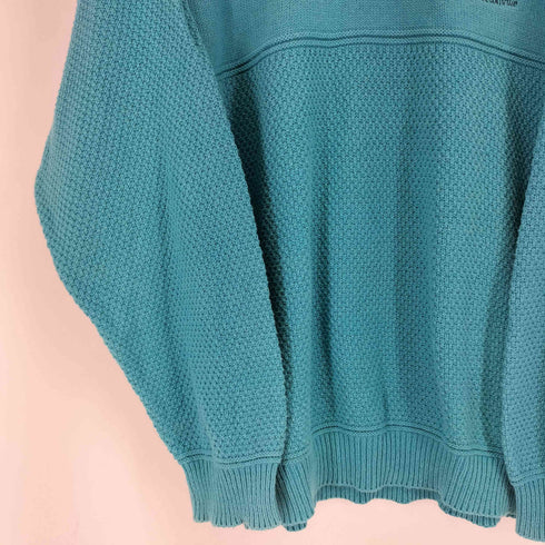 80S USA製 McBriar ロゴ刺繍 クルーネックコットンニット メンズ M