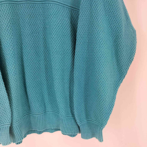 80S USA製 McBriar ロゴ刺繍 クルーネックコットンニット メンズ M