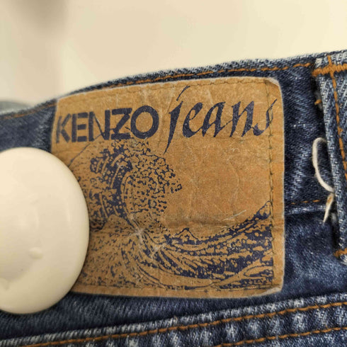 ケンゾー KENZO 90S 北斎タグ バックポケット 富士山ステッチ ワイドデニム メンズ 82cm