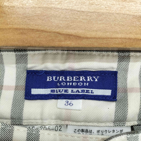 バーバリーブルーレーベル BURBERRY BLUE LABEL ホース刺繍 セミフレアチェック柄パンツ レディース EUR:36
