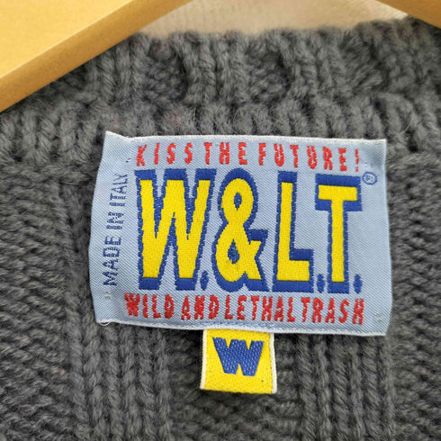 W.&.L.T. 00-90S 初期 イタリア製 ウール混 アクリル デザインジップ ニット メンズ import:S