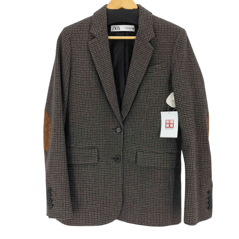 ザラ ZARA 千鳥格子 エルボーパッチ2Bテーラードジャケット レディース import:XS