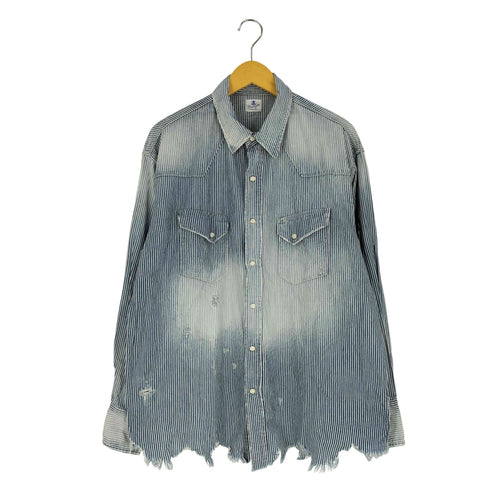 ラングラー Wrangler 別注ダメージ ヒッコリーシャツ メンズ JPN:L