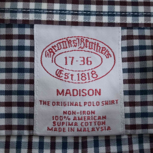 ブルックスブラザーズ BROOKS BROTHERS MADISON AMERICA SUPIMA COTTON チェック BDシャツ メンズ 17-36