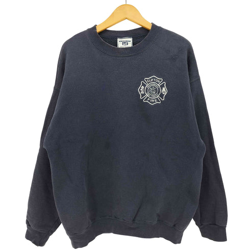 リー Lee 90-00S ULTRAWEIGHT 消防署 ロゴ プリント ヘヴィオンス クルーネック スウェット プルオーバー メンズ import:L