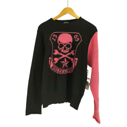 HELL CAT PUNKS 00S アクリル混 ナイロン ドクロ ニット Y2K レディース JPN:M