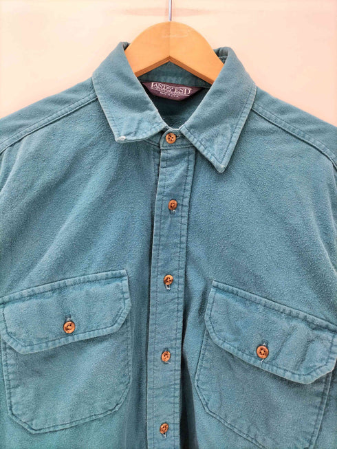 ランズエンド LANDS END 90S USA製 三角タグ 裾ラウンドカット シャモアクロス L/S シャツ メンズ import:M