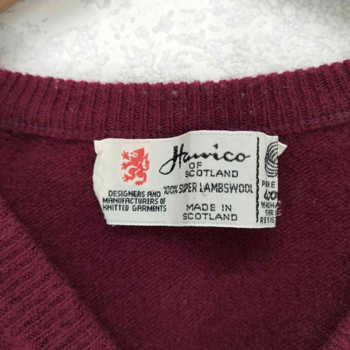 HAWICO Vネックウールセーター メンズ
